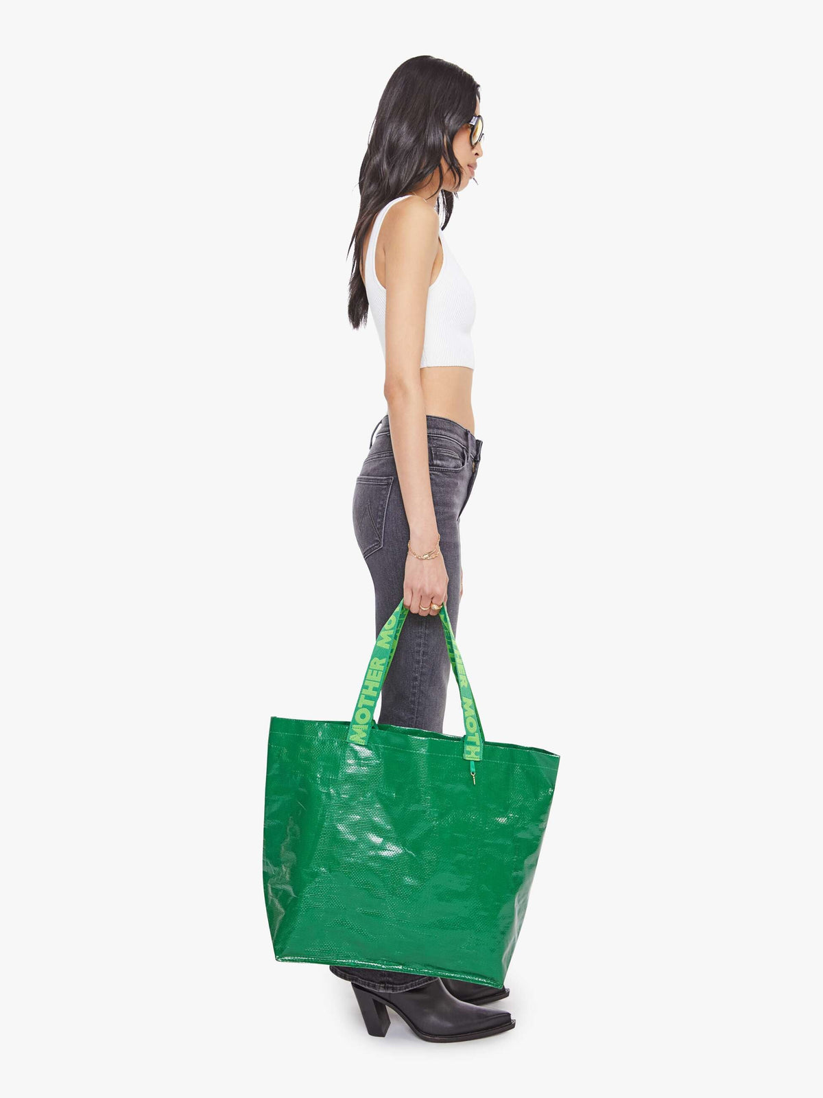 Mother Denim The Shopping Bag Duo KELLY GREEN