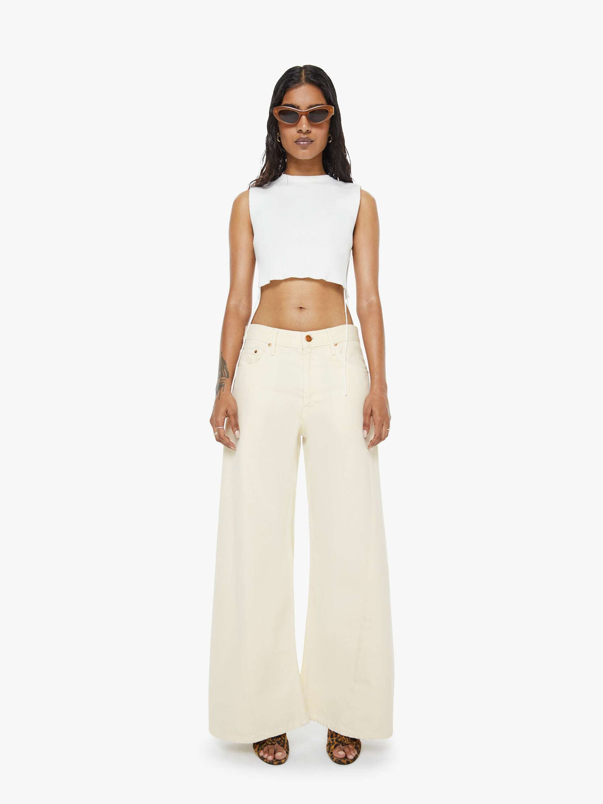 Mother Denim PETITES The Lil Lemon Twist Sneak Natural