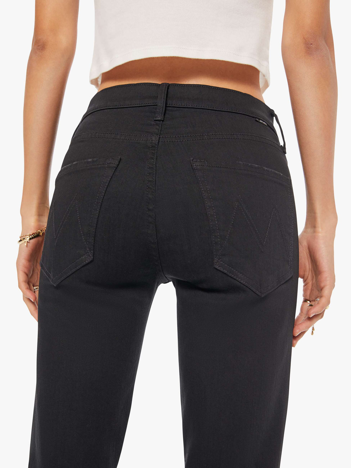 Mother Denim The Mid Rise Dazzler Ankle Black