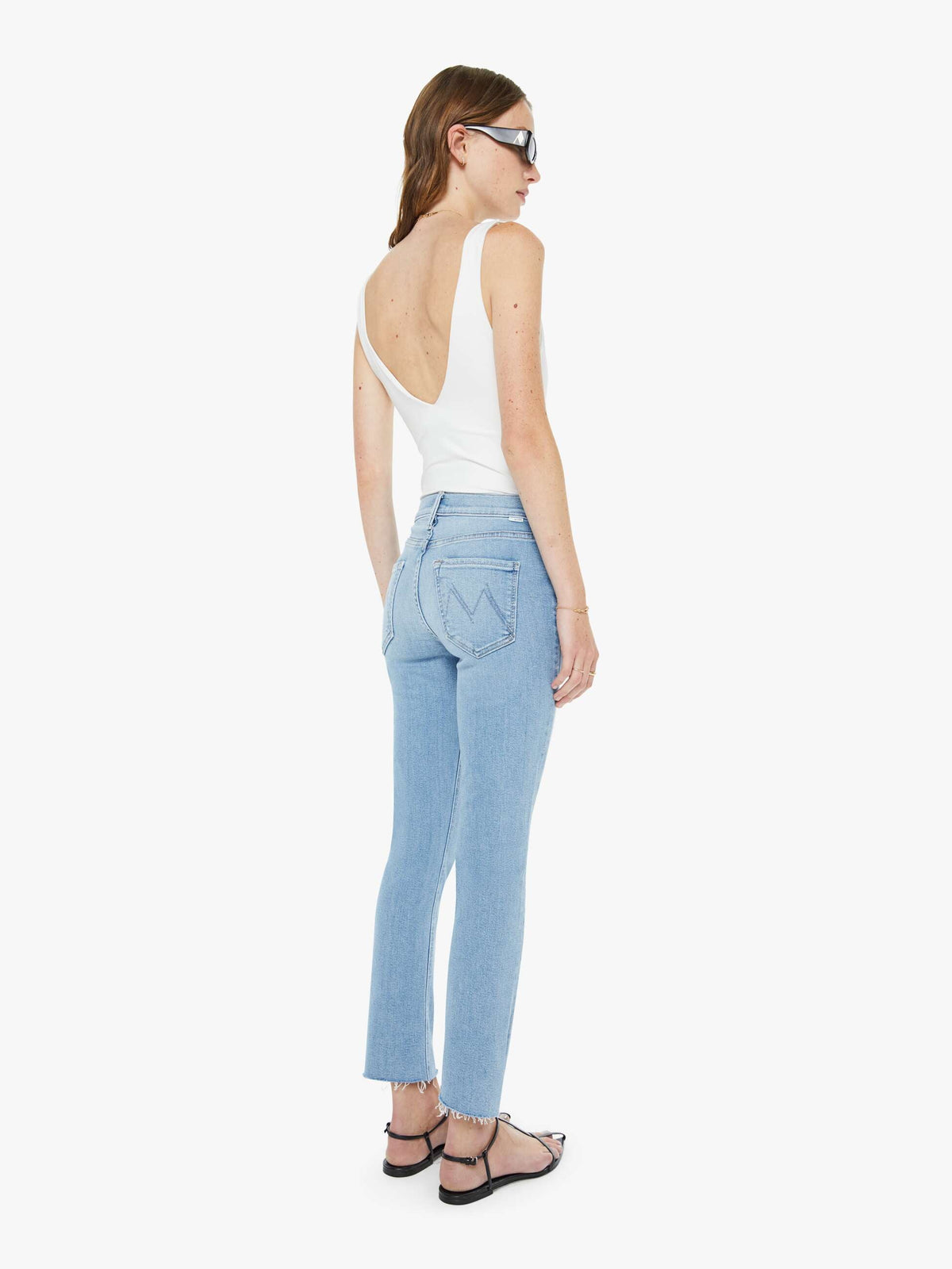 Mother Denim The Mid Rise Dazzler Ankle Fray Blue (Medium)