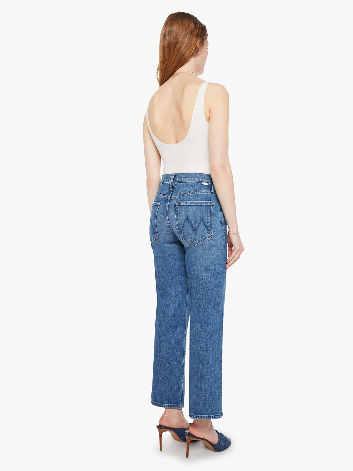 Mother Denim The Mid Rise Rambler Zip Ankle Blue (Navy)