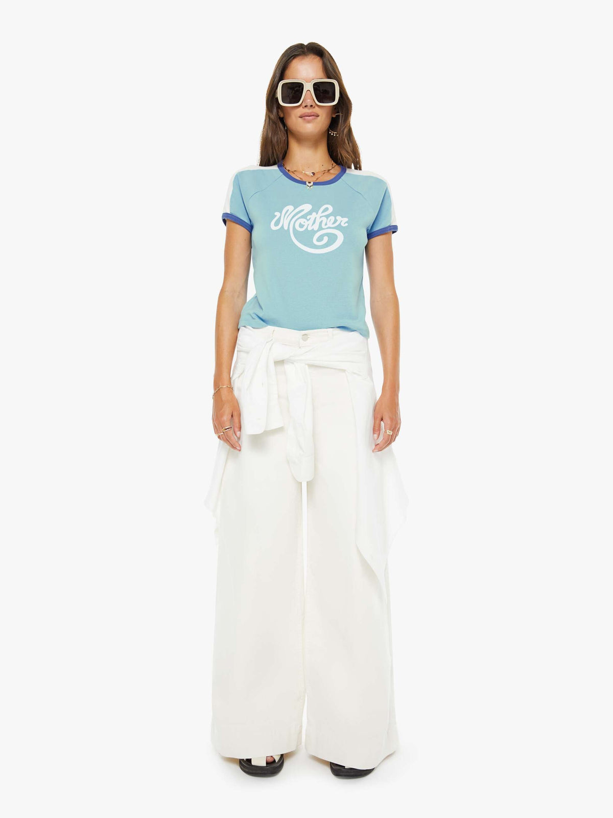 Mother Denim PETITES The Lil Mid Rise Headliner Sneak Cream Puffs