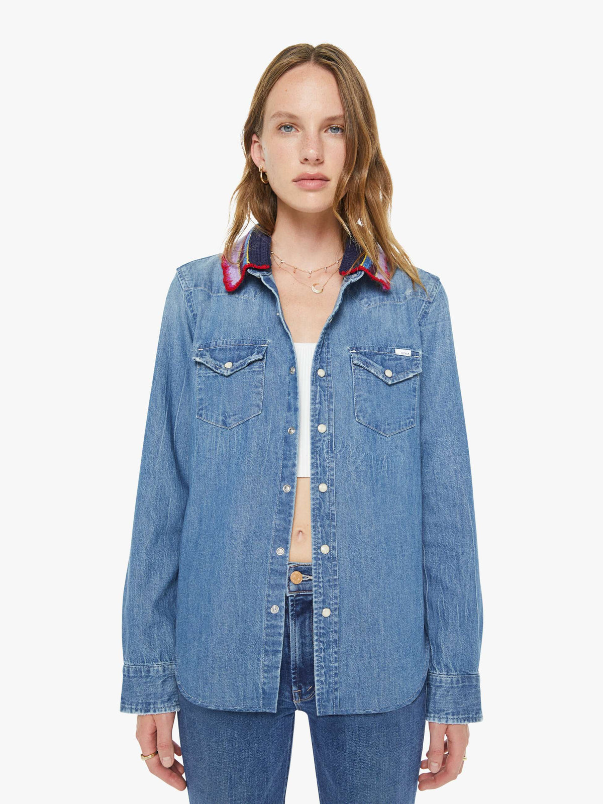 Mother Denim The Mid Rise Lasso Heel Knick Knack Paddy Whack