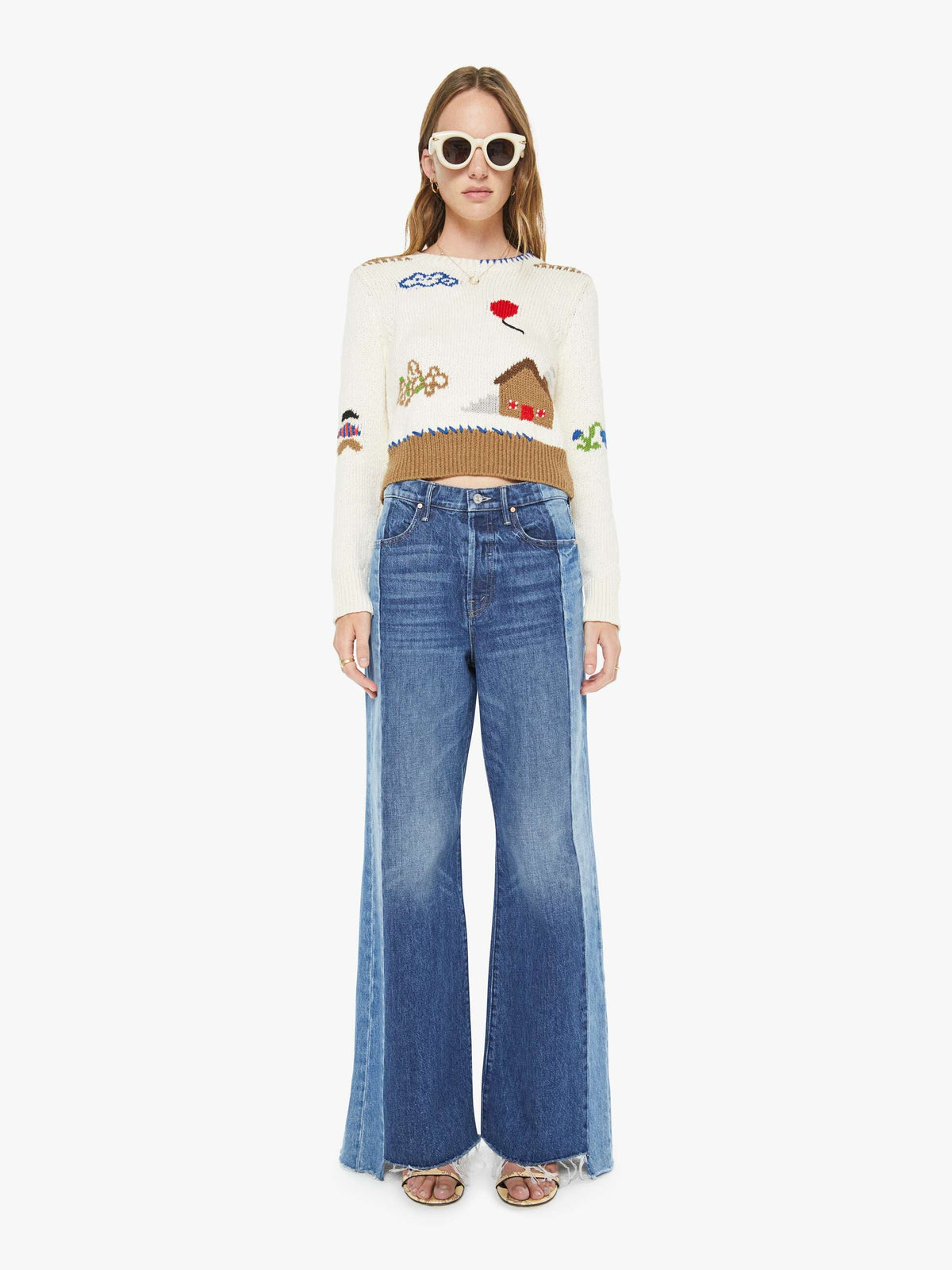 Mother Denim The Tux Sidestepper Sneak Fray Double Take