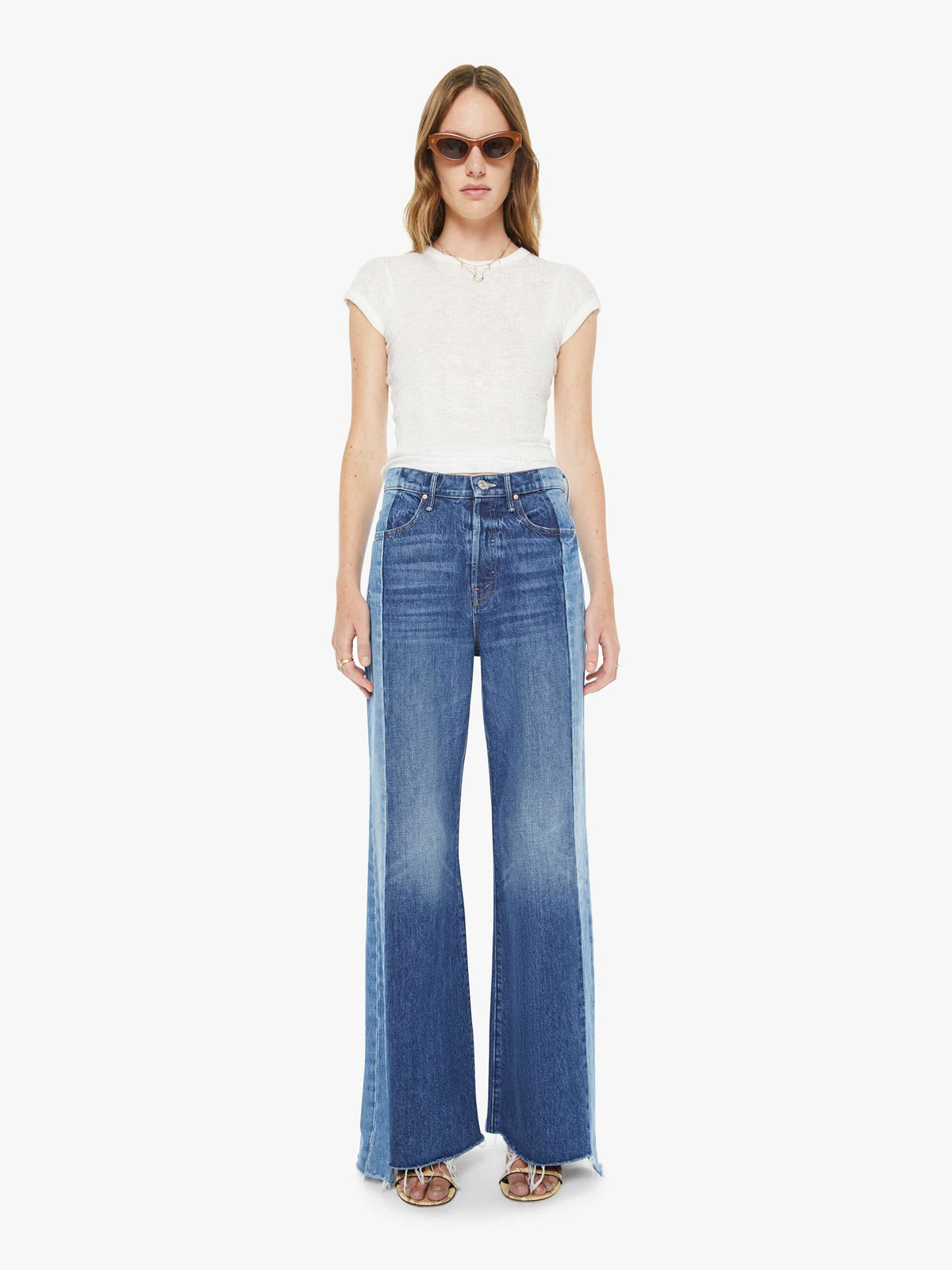 Mother Denim The Tux Sidestepper Sneak Fray Double Take