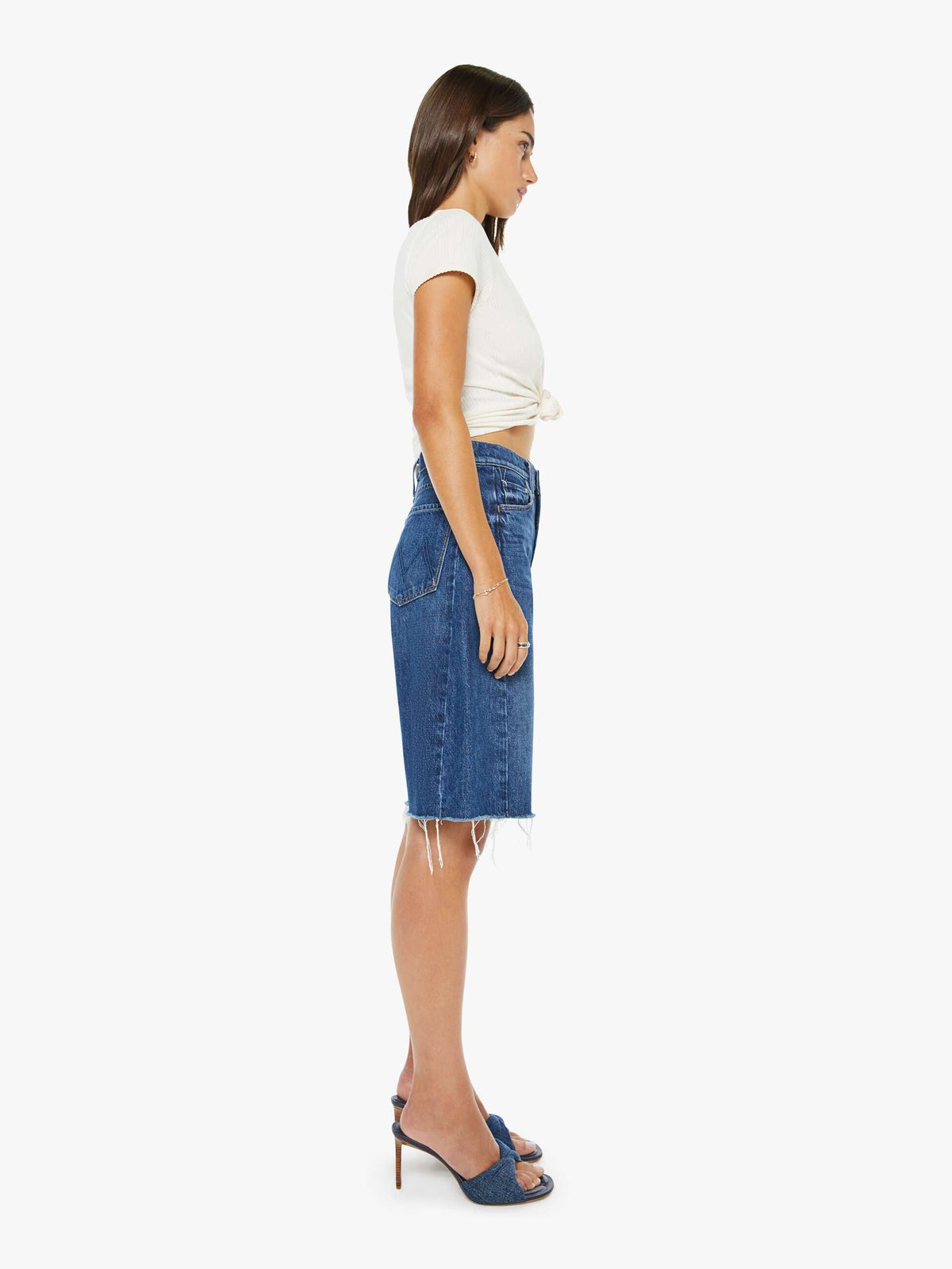 Mother Denim The Half-Pipe Bermuda Fray Blue (Dark)
