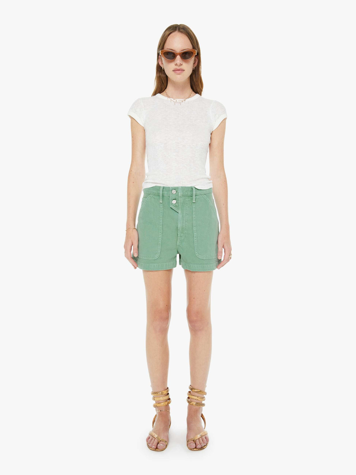 Mother Denim The Detour Short Creme De Menthe