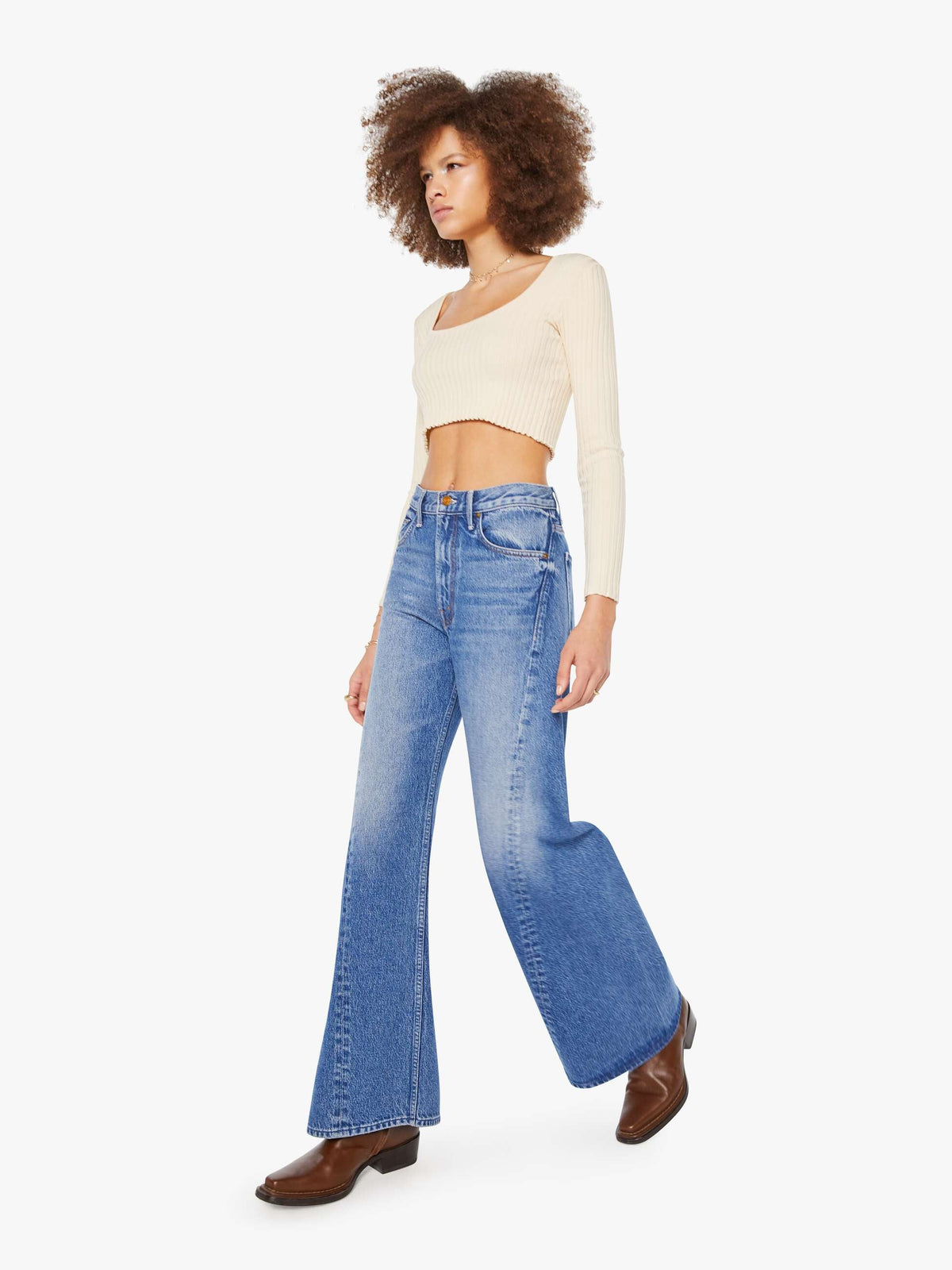 Mother Denim SPRWMN Polo Sweatshirt White (Open)