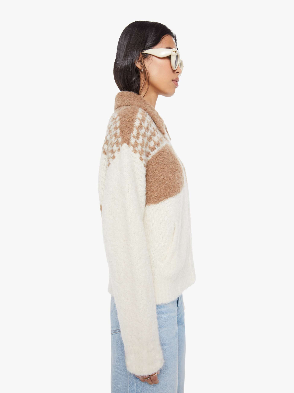 Mother Denim The Zip Raquette Cardigan Fluff Back