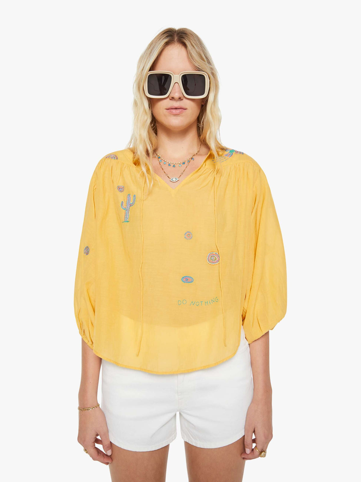 Mother Denim The Breeze Yoke Top Golden Apricot