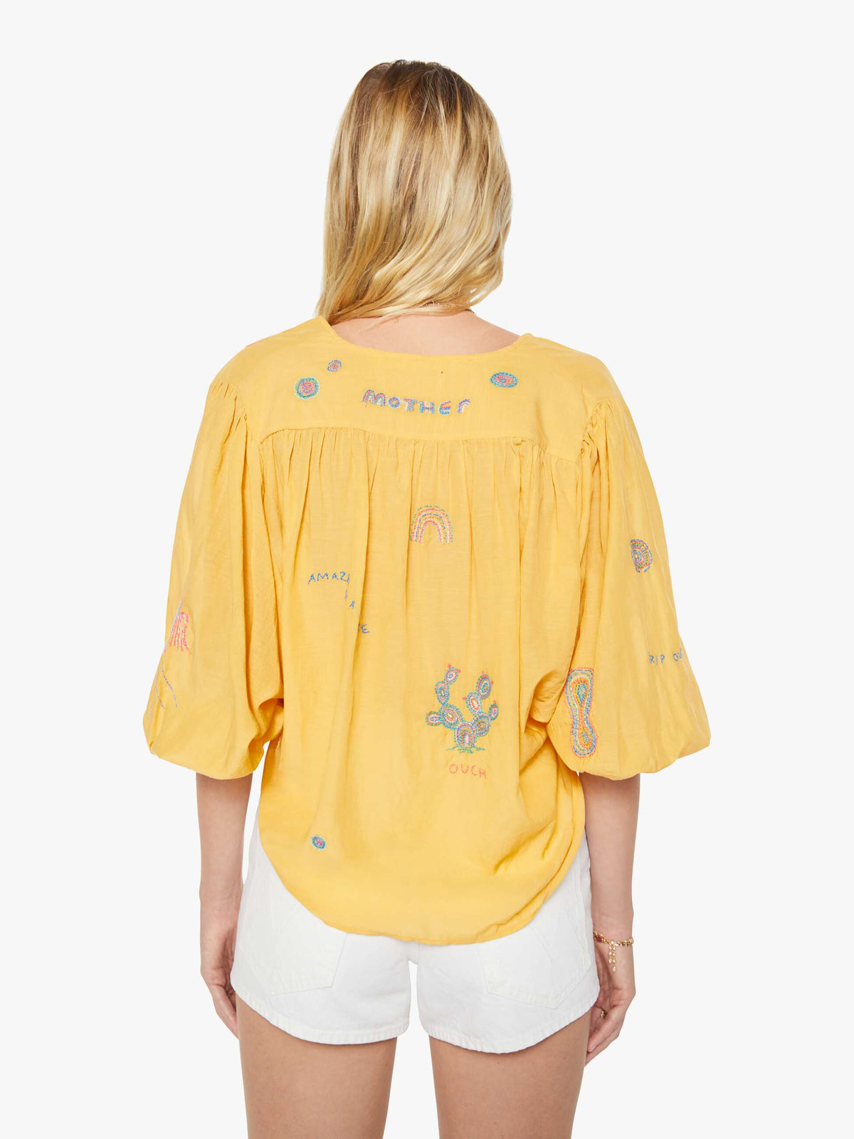 Mother Denim The Breeze Yoke Top Golden Apricot