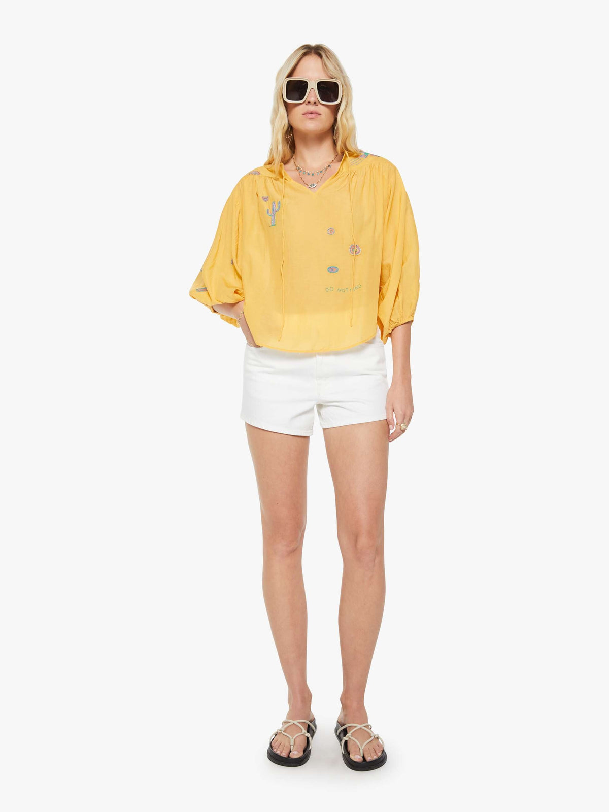 Mother Denim The Breeze Yoke Top Golden Apricot