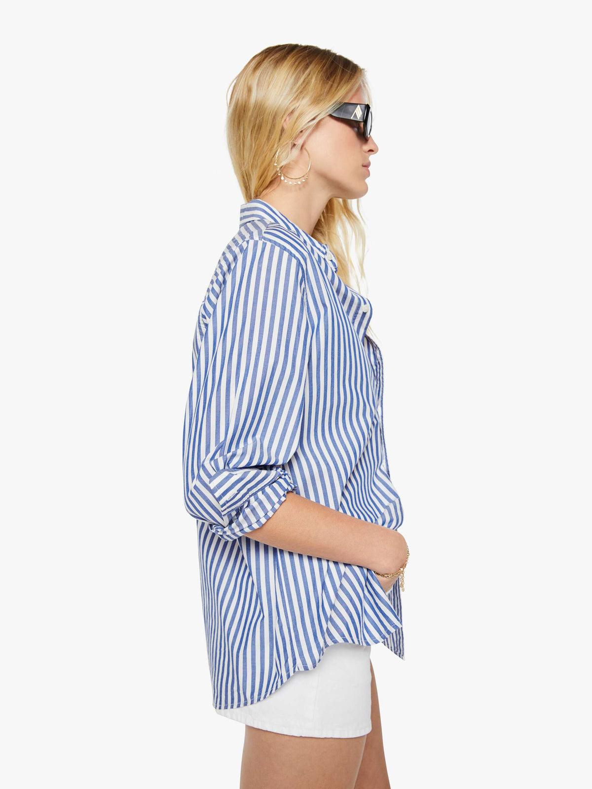 Mother Denim The Bestie White And Blue Stripe