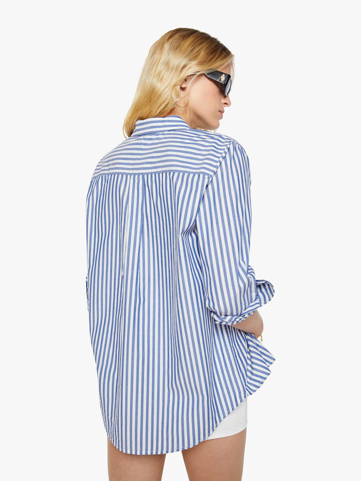 Mother Denim The Bestie White And Blue Stripe