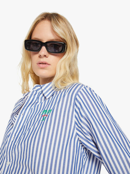 Mother Denim The Bestie White And Blue Stripe