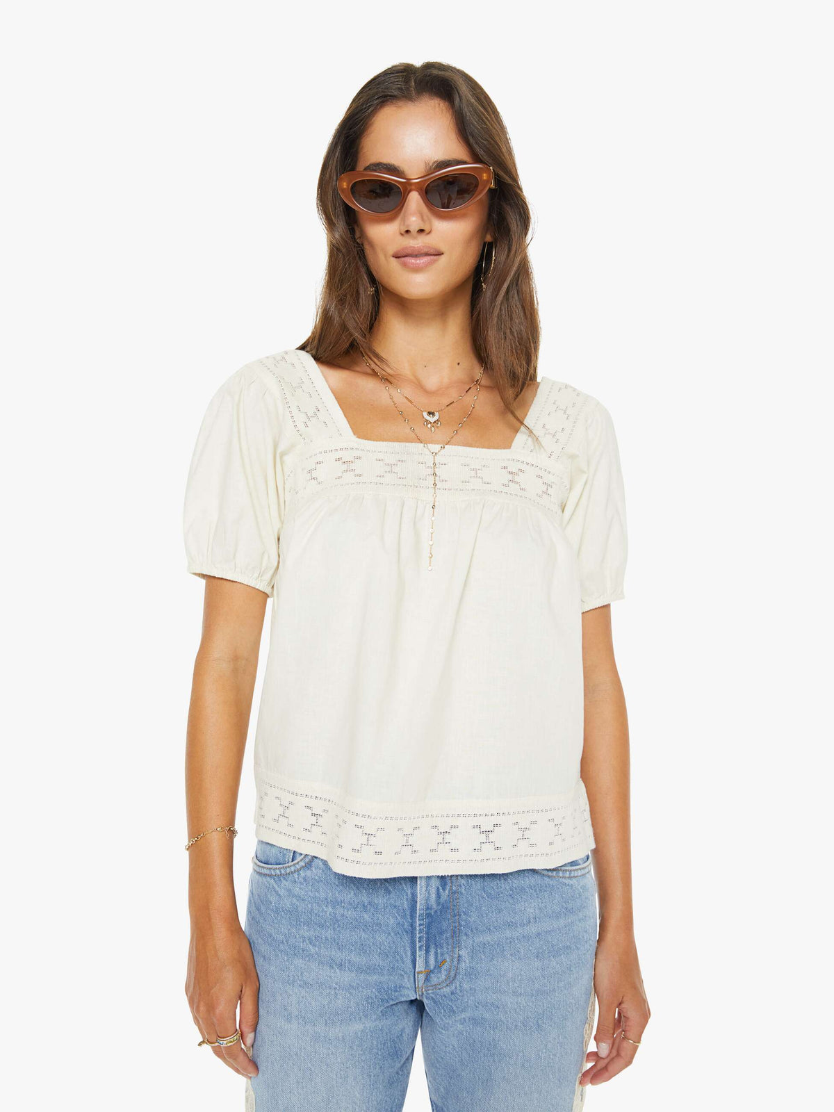Mother Denim The Memory Lane Puff Sleeve Early Bird
