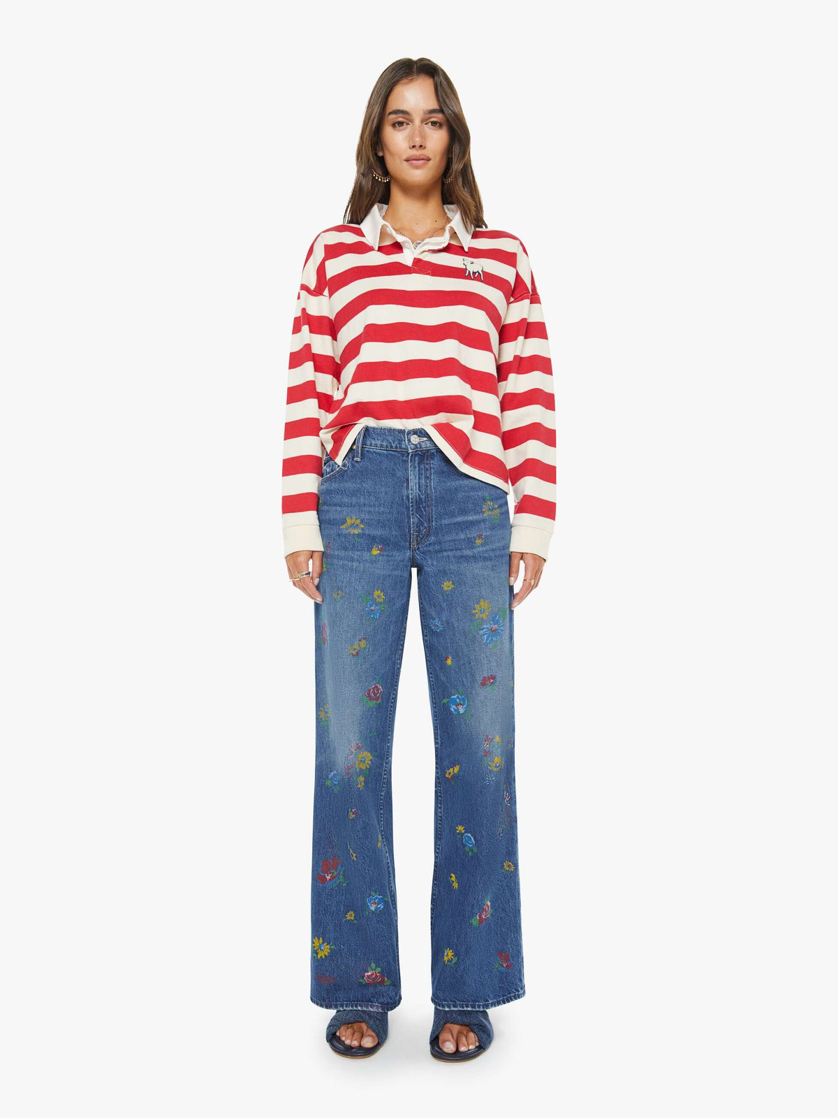 Mother Denim The Boxy Match Tango Red And Cream