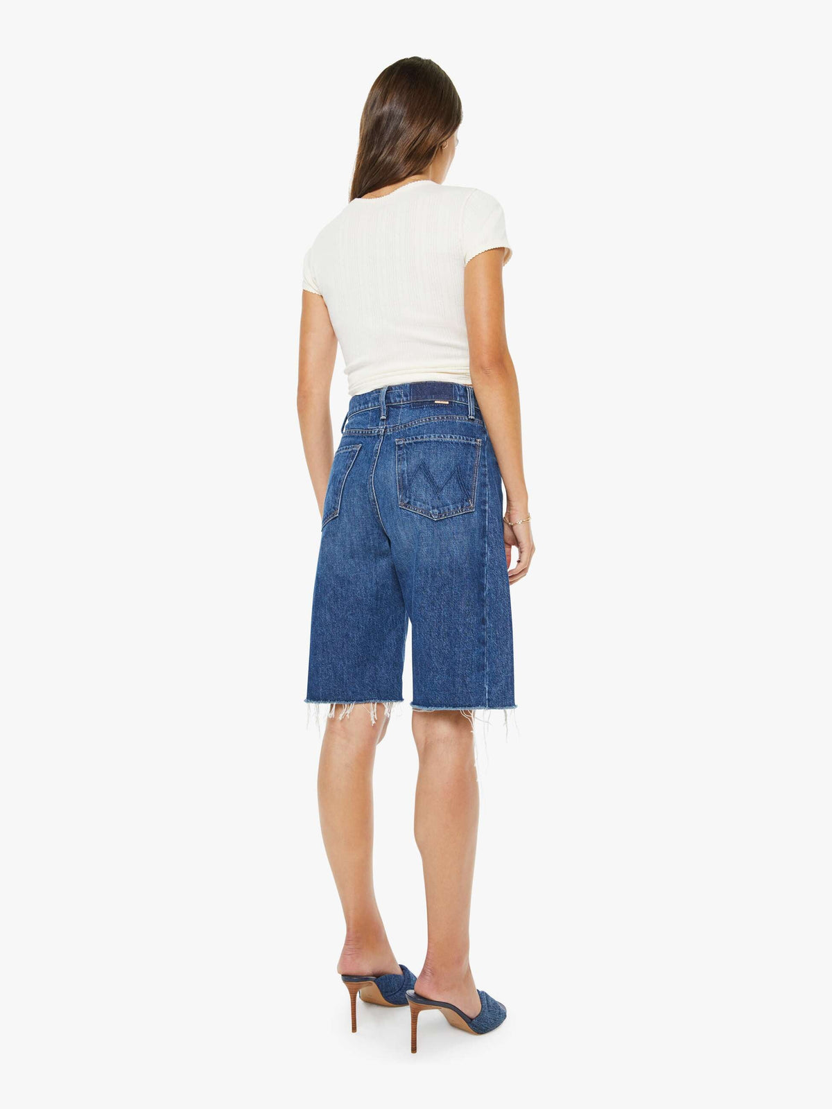 Mother Denim The Half-Pipe Bermuda Fray Blue (Dark)