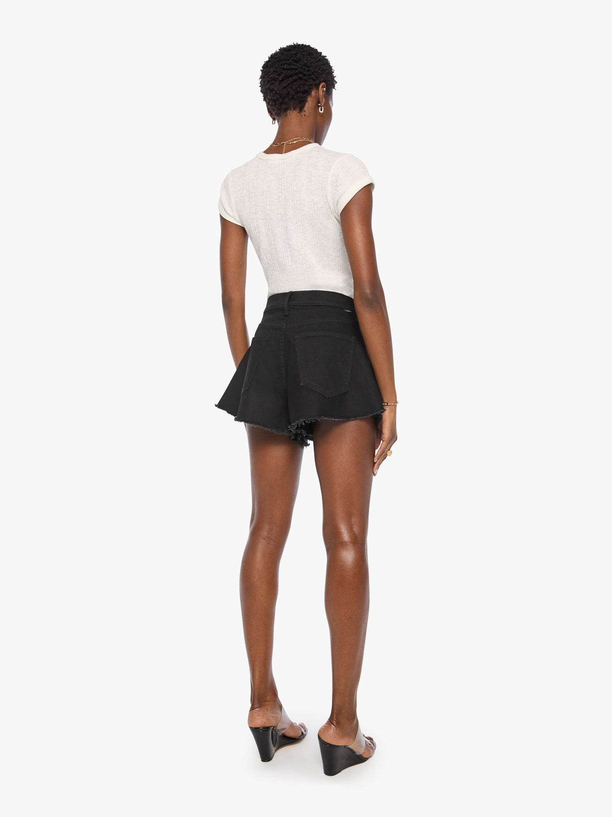 Mother Denim The Flutter Short Fray Black