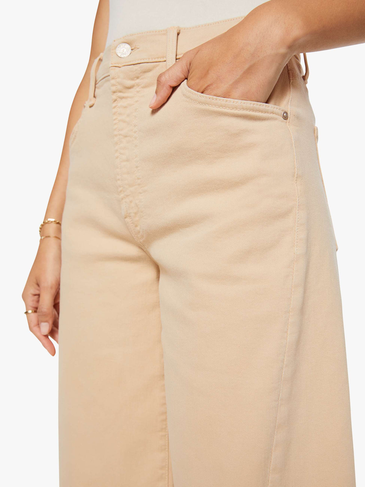 Mother Denim The Whole Lot Twist Zip Almond Buff