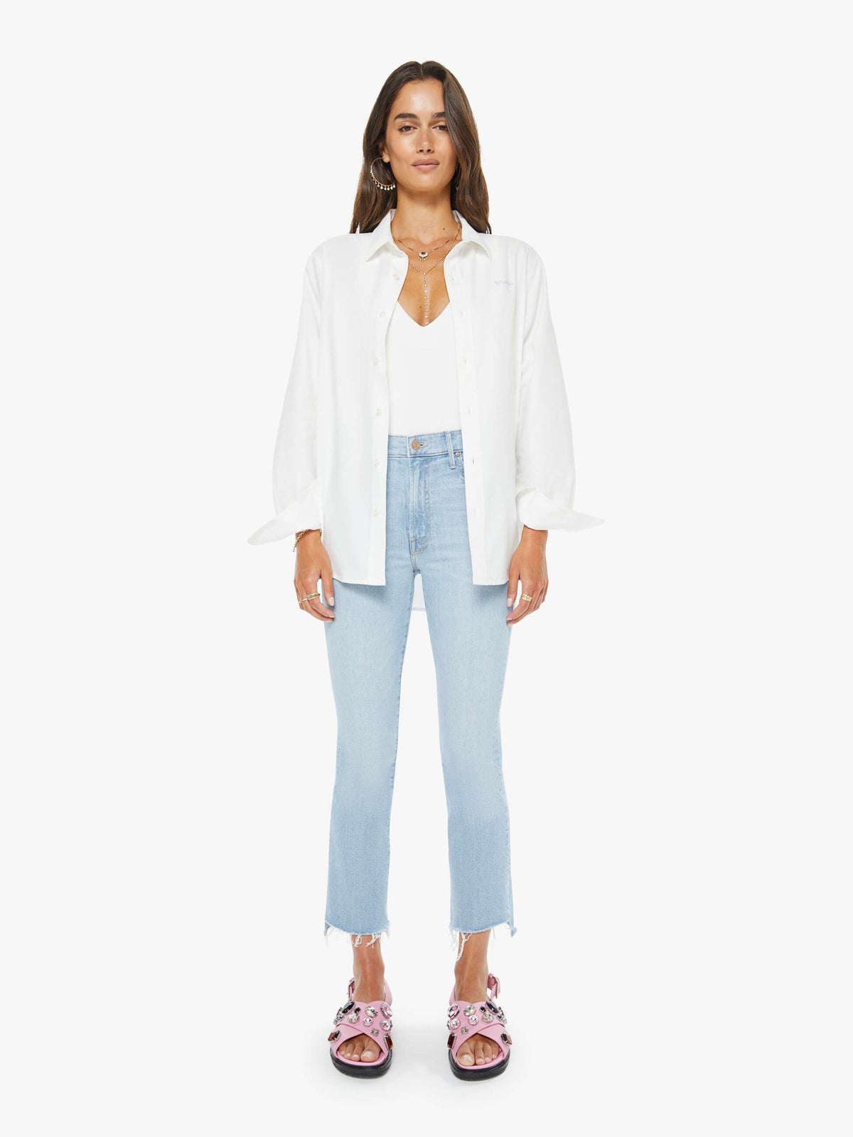 Mother Denim The Crop Pullover Dusk To Dawn